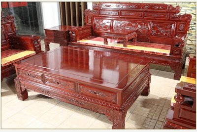 红木沙发123组合 红花梨新中式纯实木财源滚滚客厅 红木家具7件套