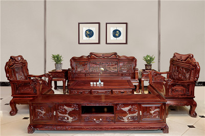 无名红木 印尼黑酸枝沙发(学名阔叶黄檀) 无名红木大展宏图沙发13件套 中式古典沙发 红木家具沙发 客厅系列