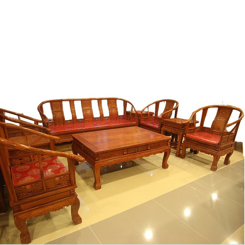 集一美红木家具红木沙发十件套实木客厅组合沙发非洲黄花梨木